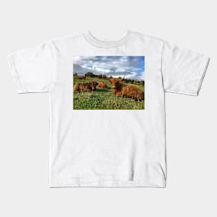 Scottish Highland Cattle Cow and Calf 1558 Kids T-Shirt